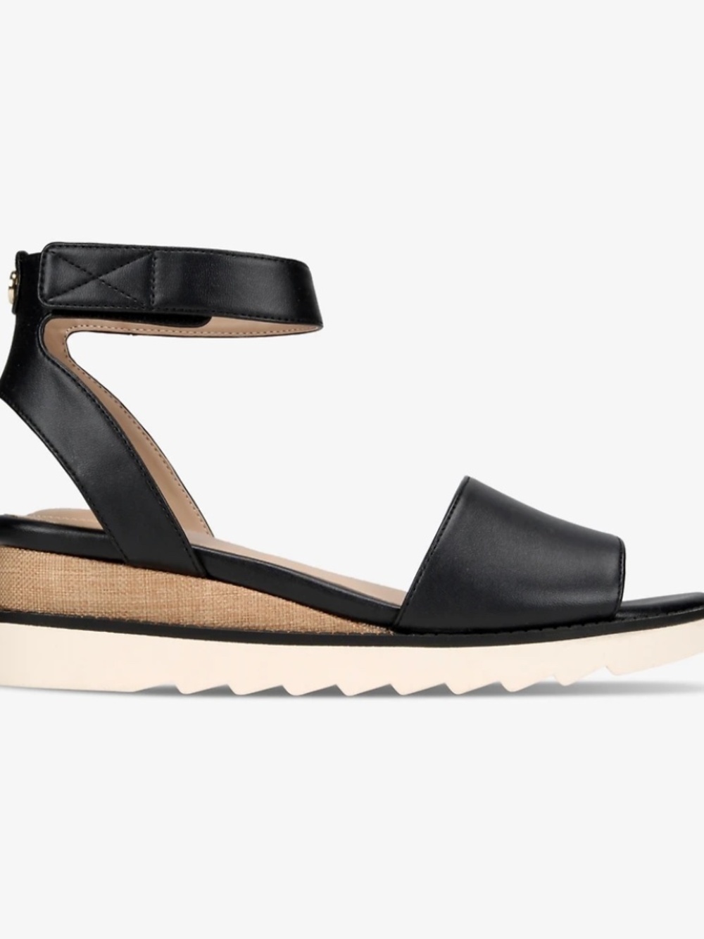 Constancia Womens Faux Leather Peep-Toe Wedge Sandals